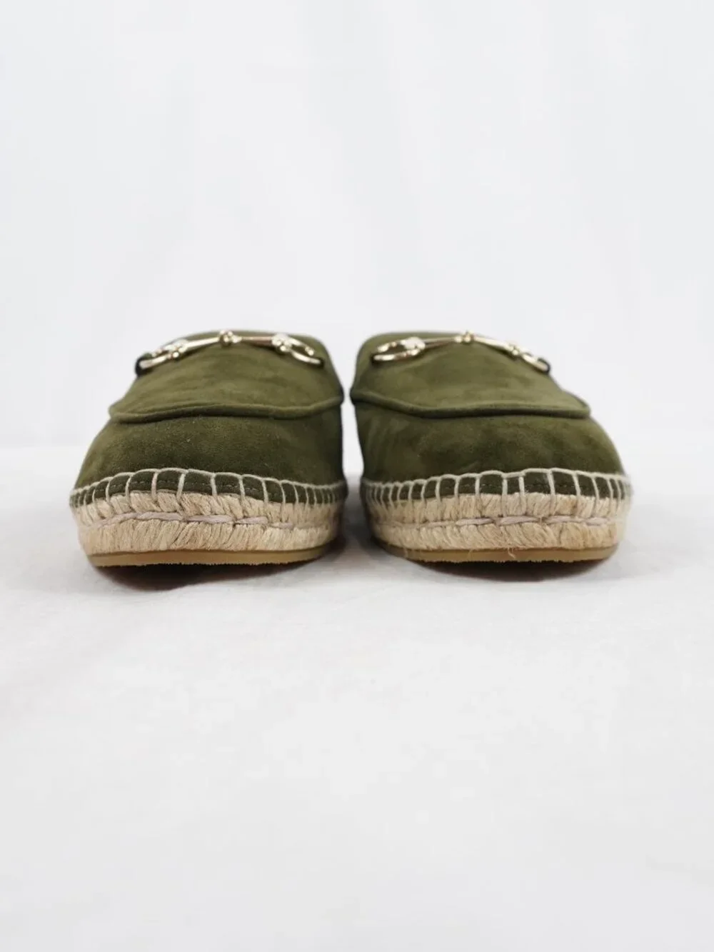 Gucci Suede Horsebit Espadrilles Flats In Lucious Green - Women's US Size 9